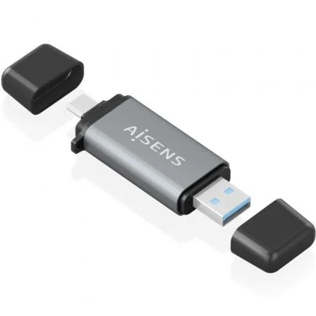 AISENS Lector de Tarjetas ASCR-2AC11-GR Gris USB-C y USB-A